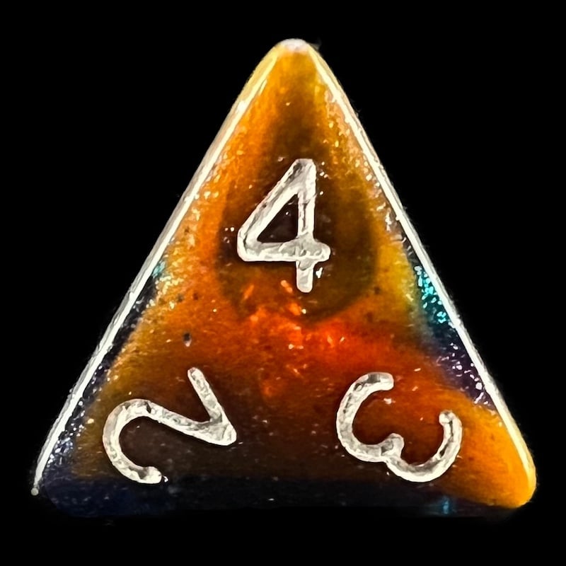 HALF PRICE CLEARANCE TDSO Phoenix Multi Glitter Blue Gold & Purple D4 Dice