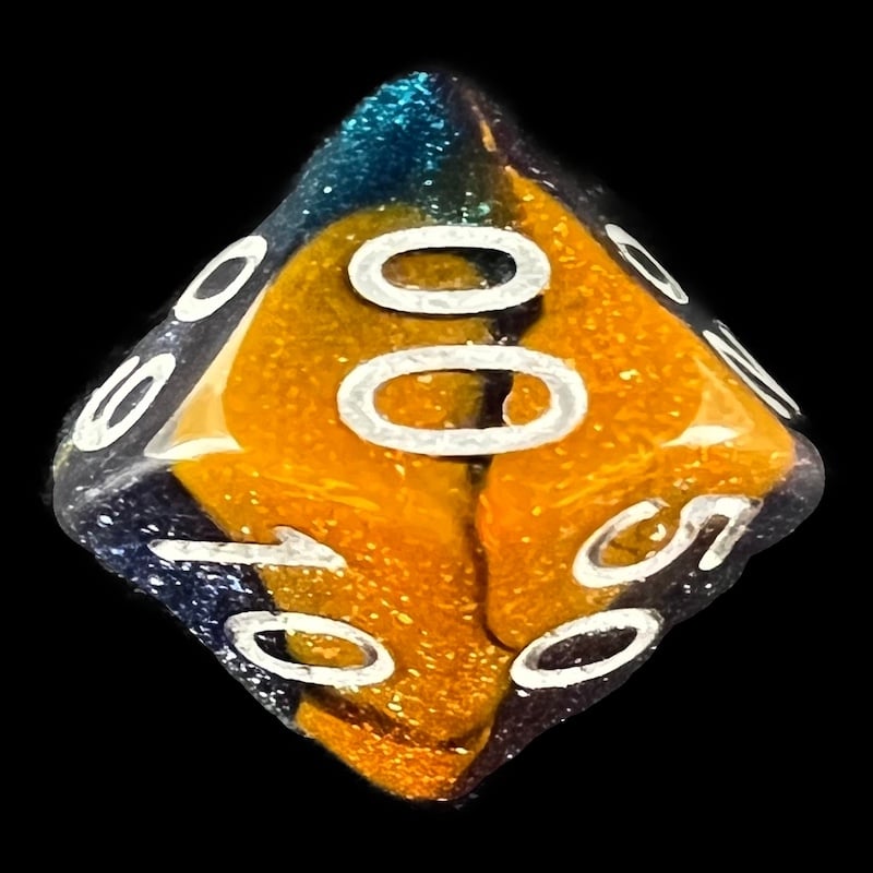 HALF PRICE CLEARANCE TDSO Phoenix Multi Glitter Blue Gold & Purple Percentile Dice
