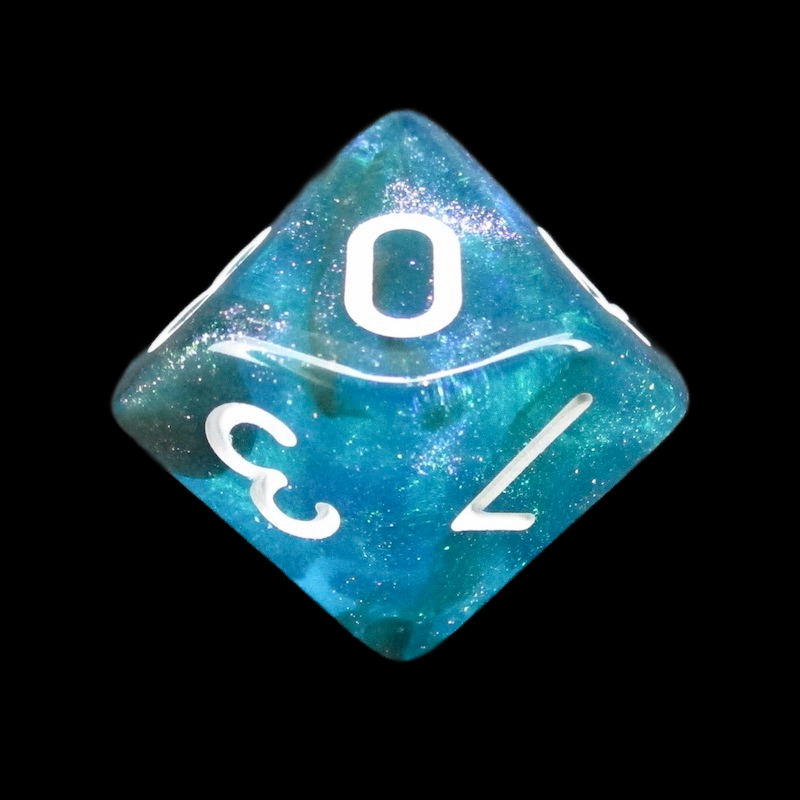 TDSO Light Reactive Black & Blue with White D10 Dice