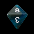 TDSO Light Reactive Black & Blue with White D8 Dice