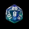 TDSO Light Reactive Blue & Green with Silver D20 Dice