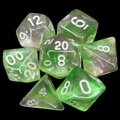 TDSO Light Reactive Green & Purple with Silver 7 Dice Polyset