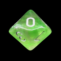 TDSO Light Reactive Green & Purple with Silver D10 Dice