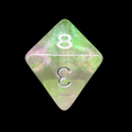 TDSO Light Reactive Green & Purple with Silver D8 Dice