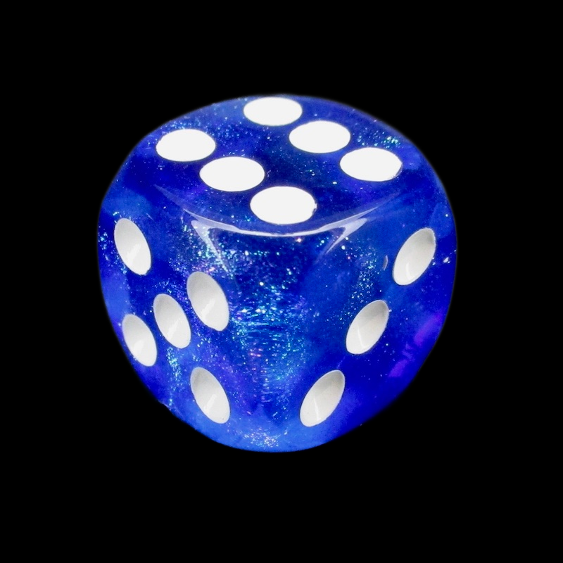 TDSO Light Reactive Sapphire & Blue with White 16mm D6 Spot Dice