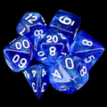 TDSO Light Reactive Sapphire & Blue with White 7 Dice Polyset