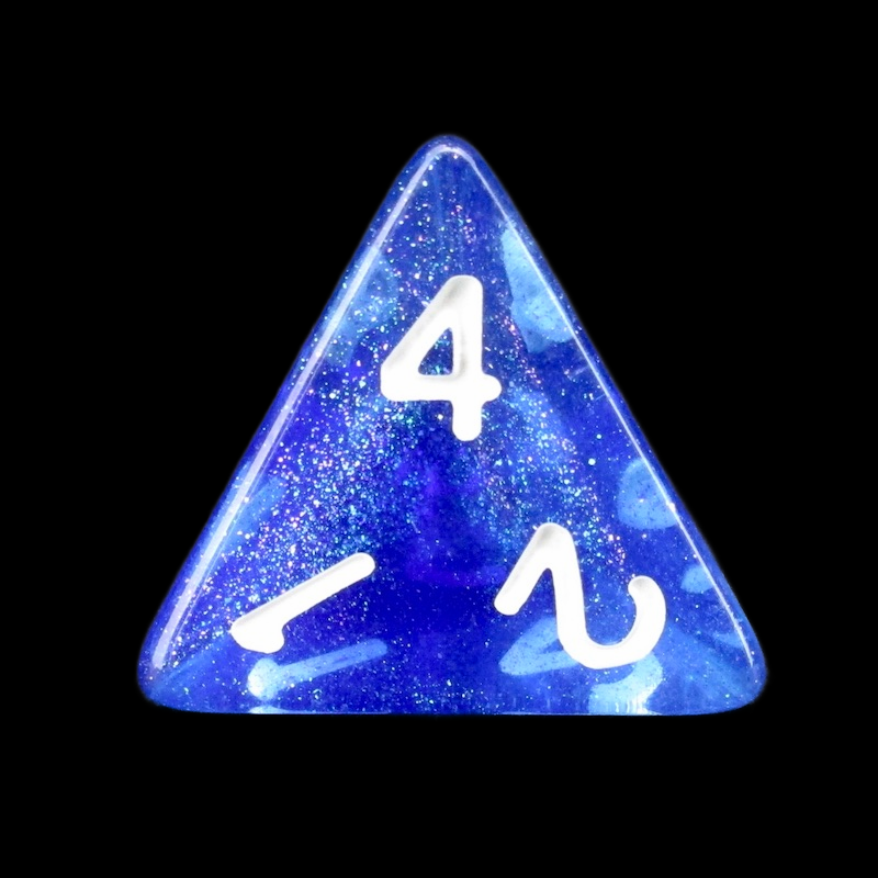 TDSO Light Reactive Sapphire & Blue with White D4 Dice