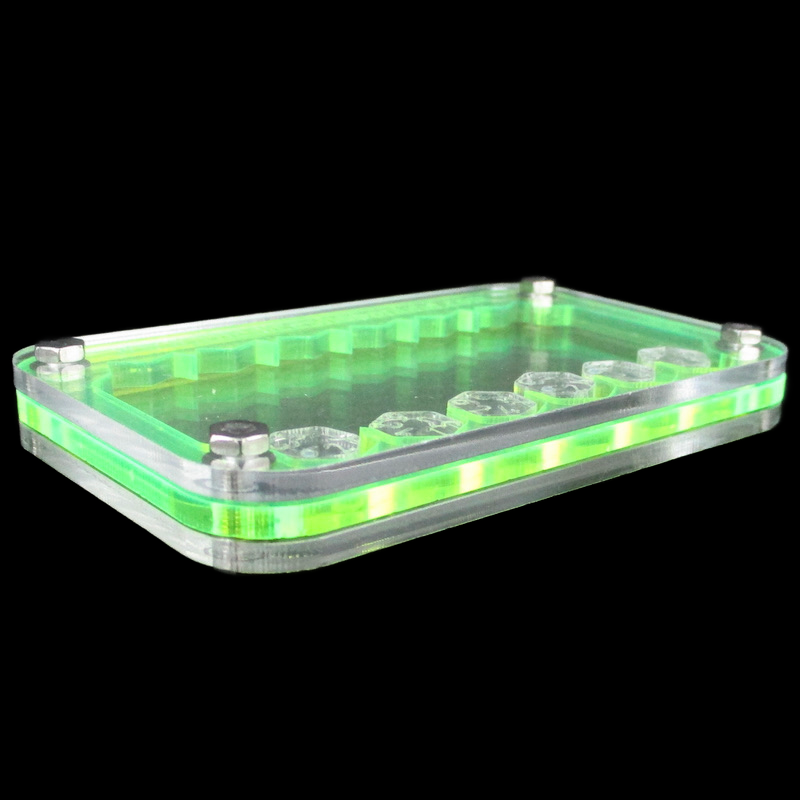TDSO Pocket Acrylic Dice Card - 6 x D6 Dice - Neon Yellow