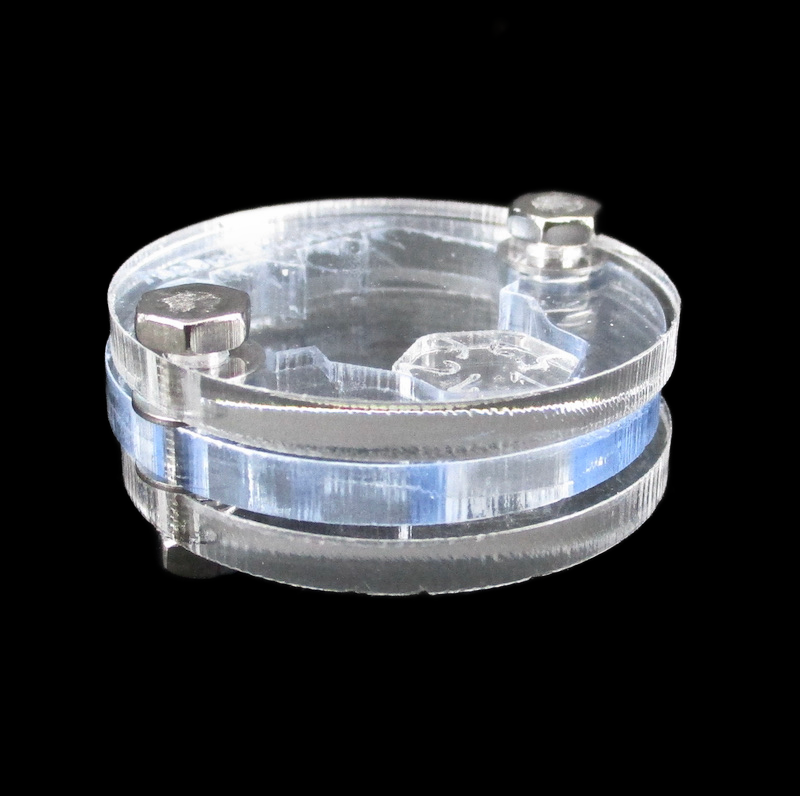 TDSO Pocket Acrylic Dice Coin - D6 Dice - Clear & Light Blue