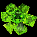 TDSO Precision Sharp Edge Bright Green Uninked 7 Dice Polyset