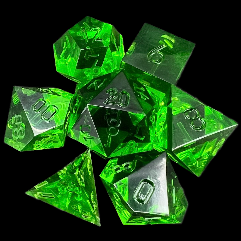 TDSO Precision Sharp Edge Emerald Uninked 7 Dice Polyset – The Dice ...