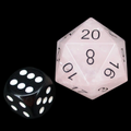 TDSO Gemstone Quartz Rose & Black JUMBO 30mm D20 Dice