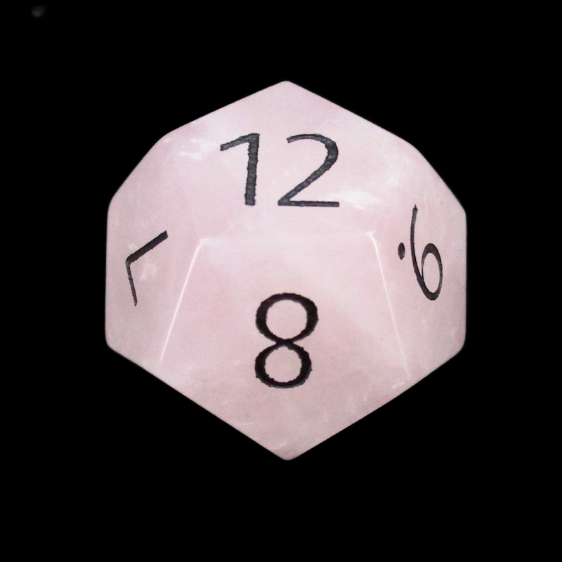 TDSO Gemstone Quartz Rose & Black D12 Dice