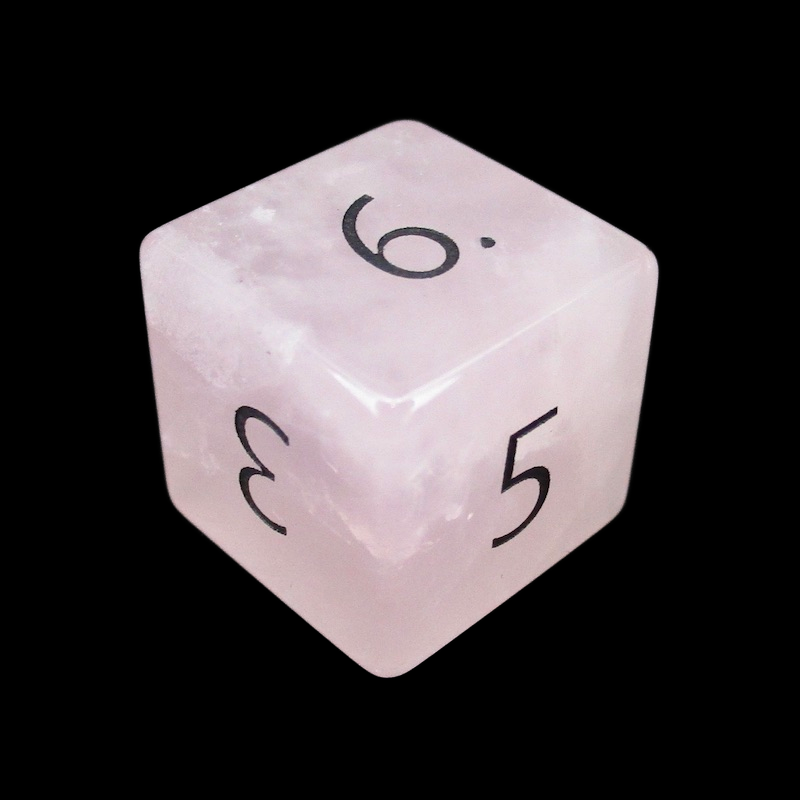 TDSO Gemstone Quartz Rose & Black D6 Dice