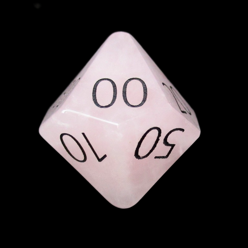 TDSO Gemstone Quartz Rose & Black Percentile Dice