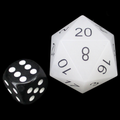 TDSO Gemstone Quartz Snow & Black JUMBO 30mm D20 Dice
