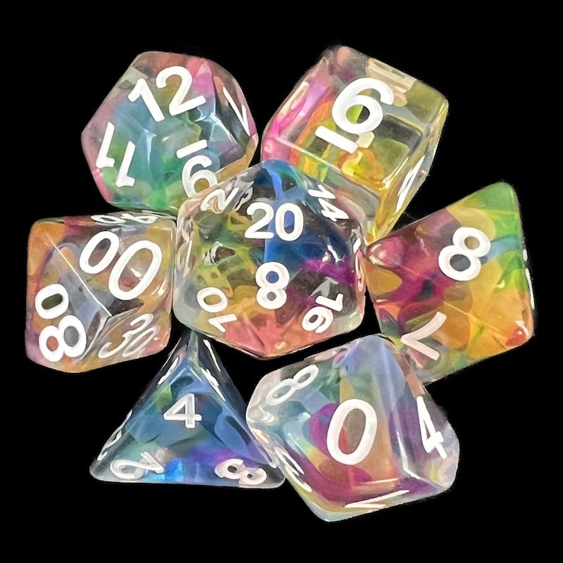 TDSO Ribbon Rainbow 7 Dice Polyset