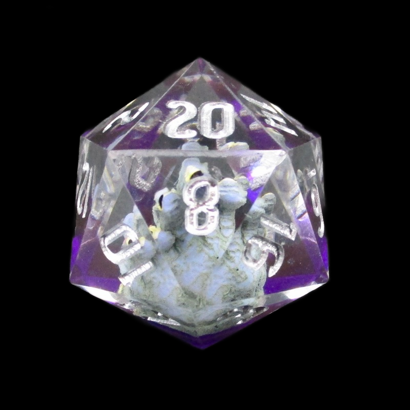TDSO Sharp Edge Handmade Encased Beholder Purple D20 Dice