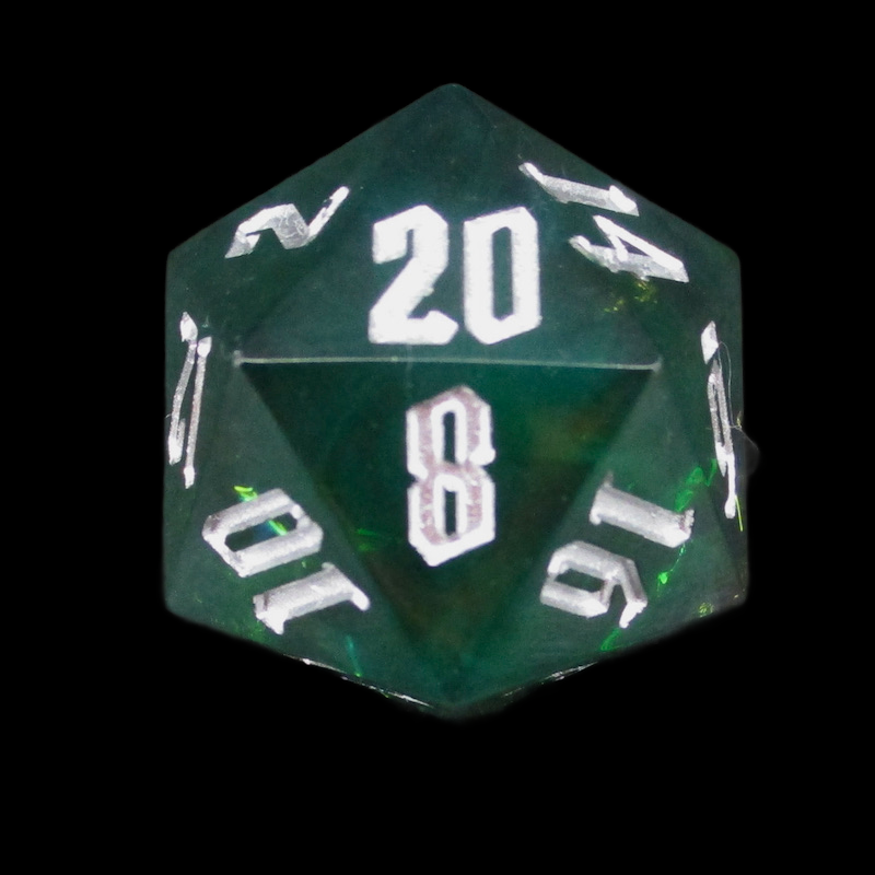 TDSO Sharp Edge Handmade Candy Glitter Purple & Black D20 Dice