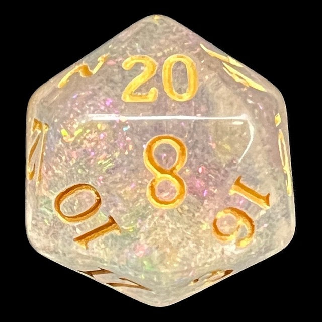 TDSO Shimmer Pink & Gold D20 Dice