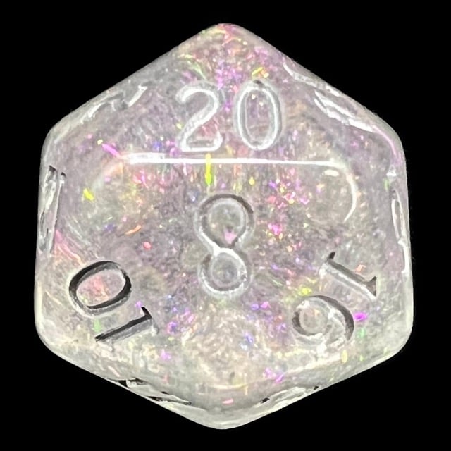 TDSO Shimmer Purple & Silver D20 Dice
