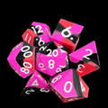 TDSO Silicone Black Orange & Pink with White 7 Dice Polyset