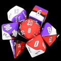 TDSO Silicone Black Purple Red White with Silver 7 Dice Polyset