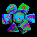 TDSO Silicone Blue Green Purple & Red 7 Dice Polyset