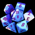 TDSO Silicone Blue Teal White with Purple 7 Dice Polyset