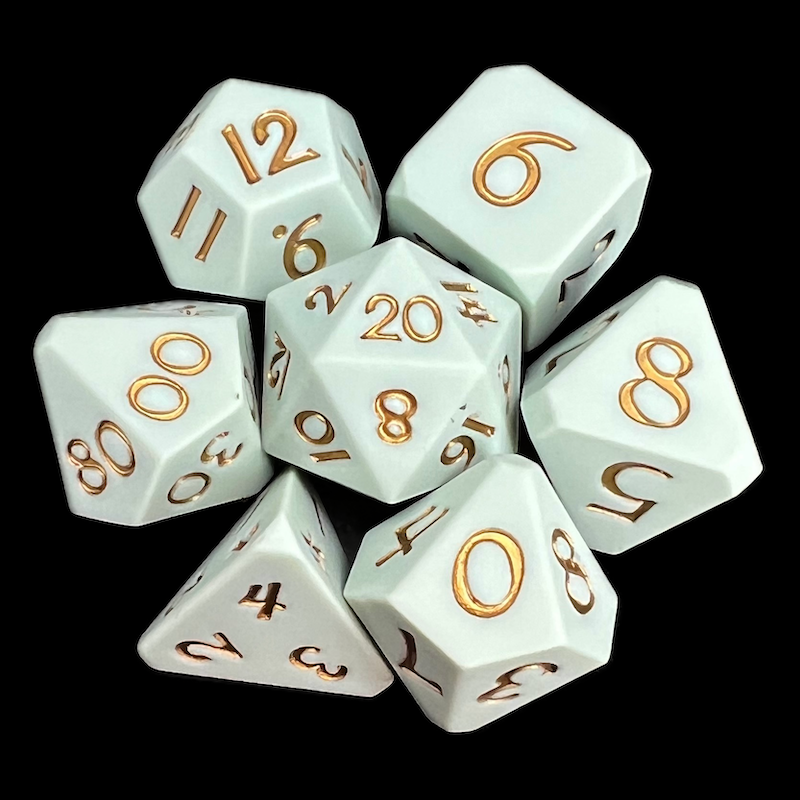 TDSO Silicone Pale Green & Gold 7 Dice Polyset