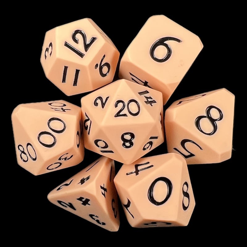 TDSO Silicone Peach & Black 7 Dice Polyset