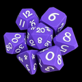 TDSO Silicone Purple & White 7 Dice Polyset