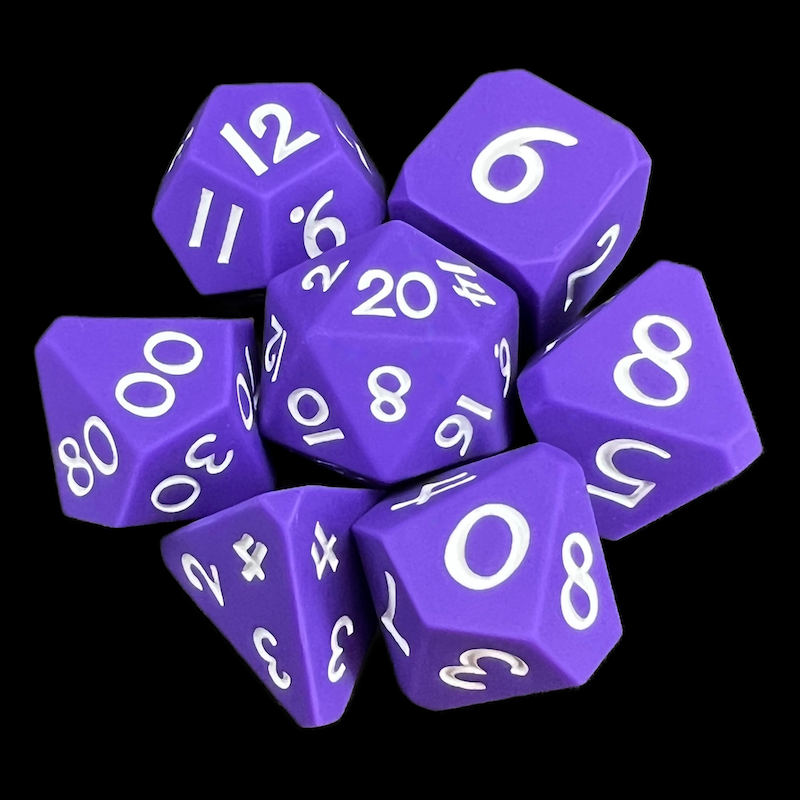 TDSO Silicone Purple & White 7 Dice Polyset