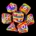 TDSO Silicone Rainbow Rounded Corners with White 7 Dice Polyset