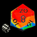 TDSO Silicone Rainbow with Black MASSIVE 55mm D20 DICE