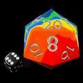 TDSO Silicone Rainbow with Silver MASSIVE 55mm D20 Dice