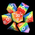 TDSO Silicone Rainbow with White 7 Dice Polyset