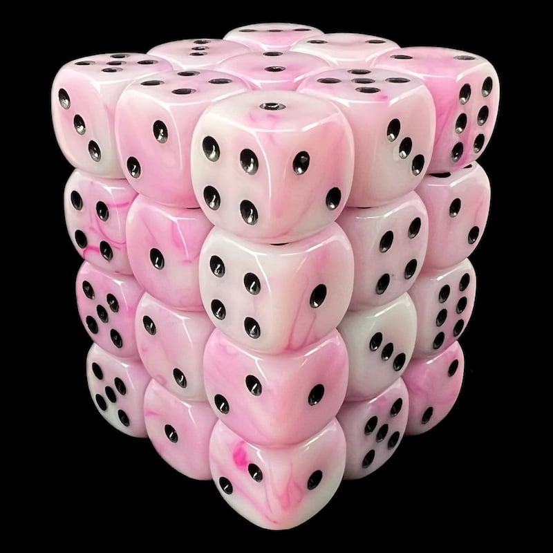 TDSO Silk Pink With Black 36 x D6 Dice Set