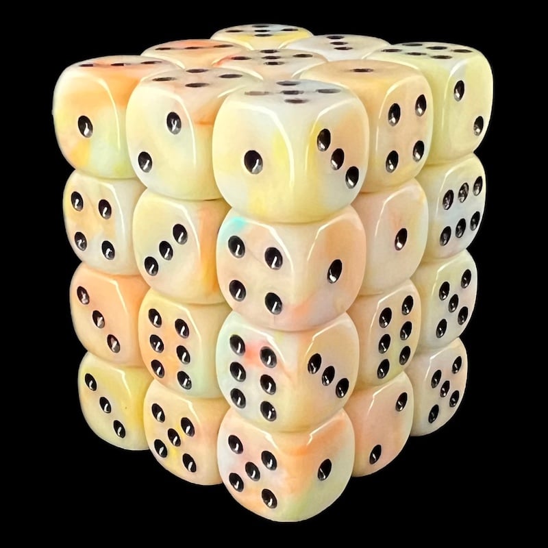 TDSO Silk Yellow Orange Blue 36 x D6 Dice Set