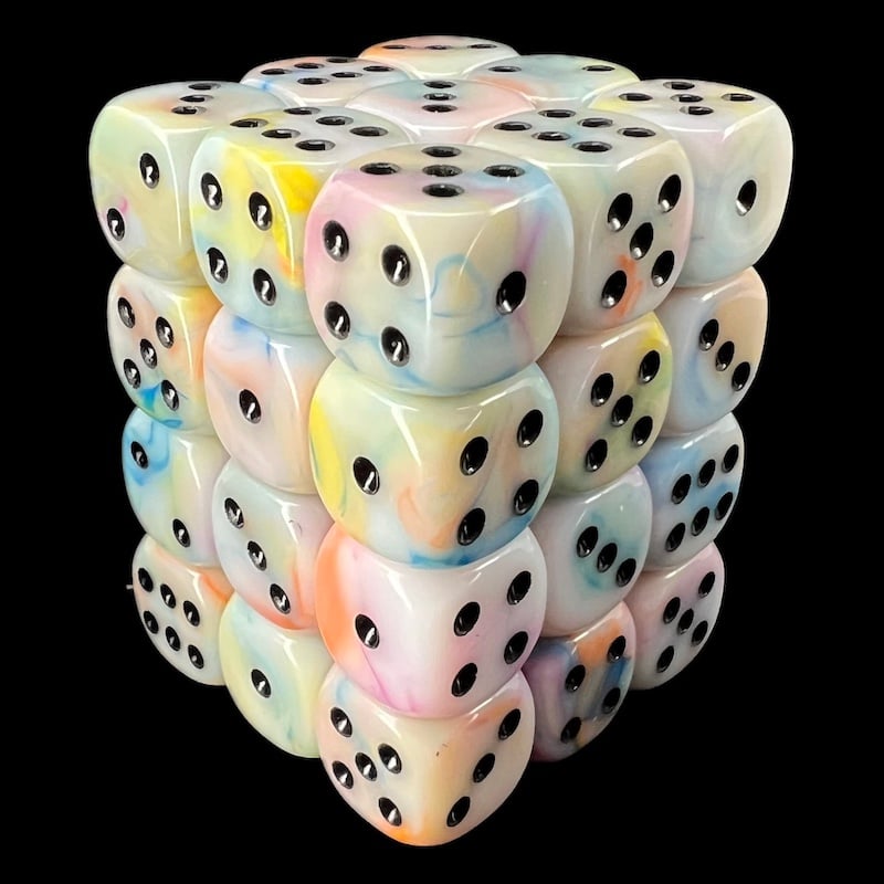 TDSO Silk Yellow Orange Blue Pink 36 x D6 Dice Set