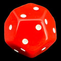 DodecaDice Six-Fold D2 Opaque Red & White 12 Sided Spot D2 Dice