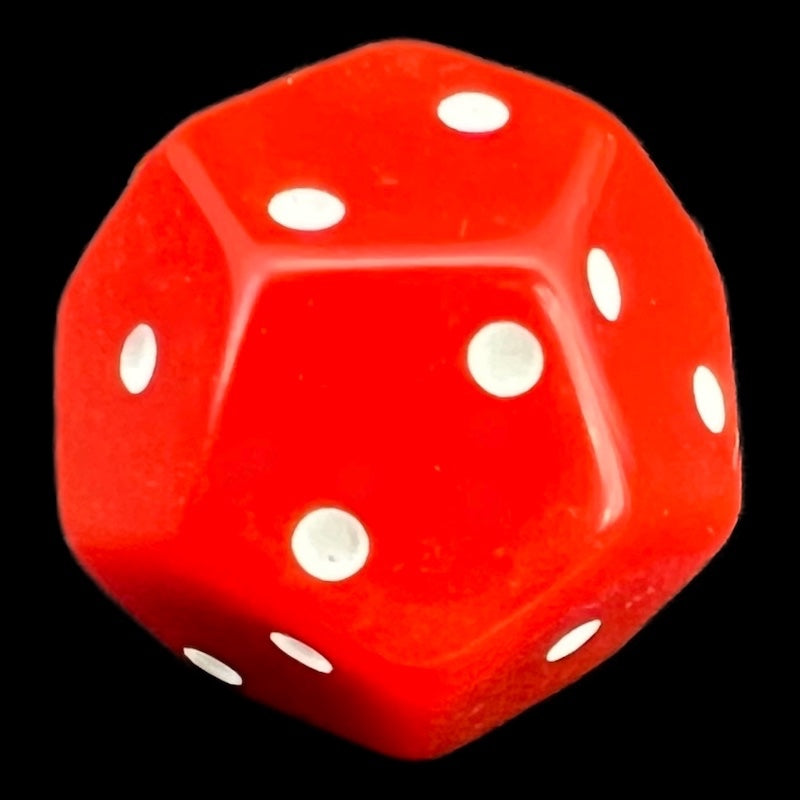 DodecaDice Six-Fold D2 Opaque Red & White 12 Sided Spot D2 Dice