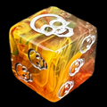 TDSO Eldritch Skull Amber Red & Clear D6 Spot Dice