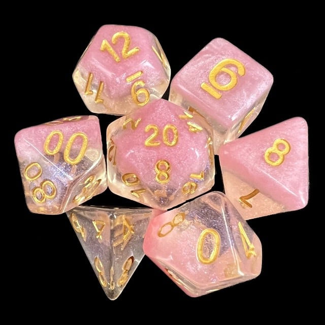TDSO Snow Globe Glitter Cherry Blossom Pink 7 Dice Polyset