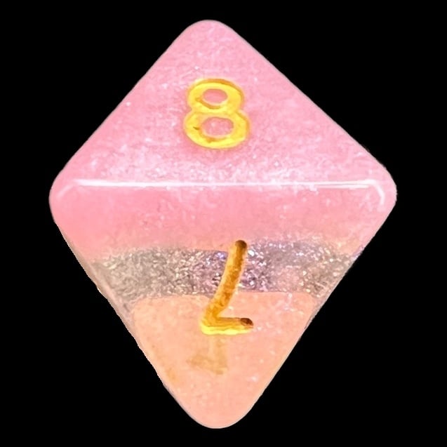 TDSO Snow Globe Glitter Cherry Blossom Pink D8 Dice