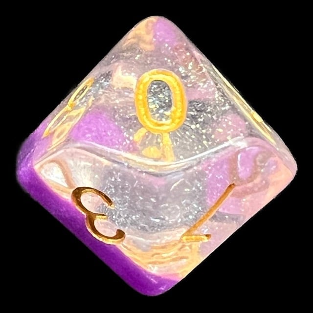TDSO Snow Globe Glitter Violet Sunset D10 Dice