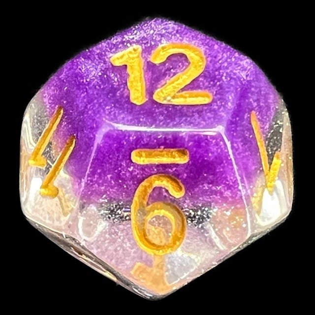 TDSO Snow Globe Glitter Violet Sunset D12 Dice