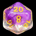 TDSO Snow Globe Glitter Violet Sunset D20 Dice