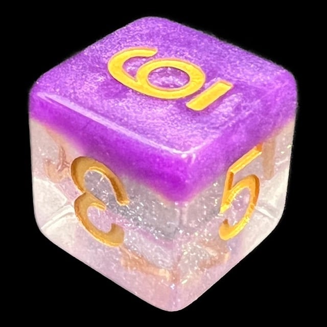 TDSO Snow Globe Glitter Violet Sunset D6 Dice