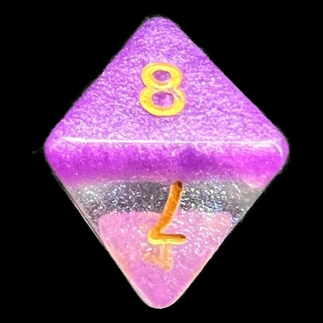 TDSO Snow Globe Glitter Violet Sunset D8 Dice
